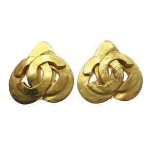 Chanel Heart Earrings Clip-On Gold 97P 68060